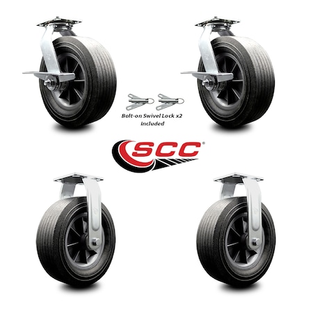 Service Caster Greenlee Caster Set - GMX Cart -2 Swivel Brakes Bolt On Swivel Lock 2 Rigid -SCC GRE-SCC-100S1030-SNB-SLB-BSL-2-R-2